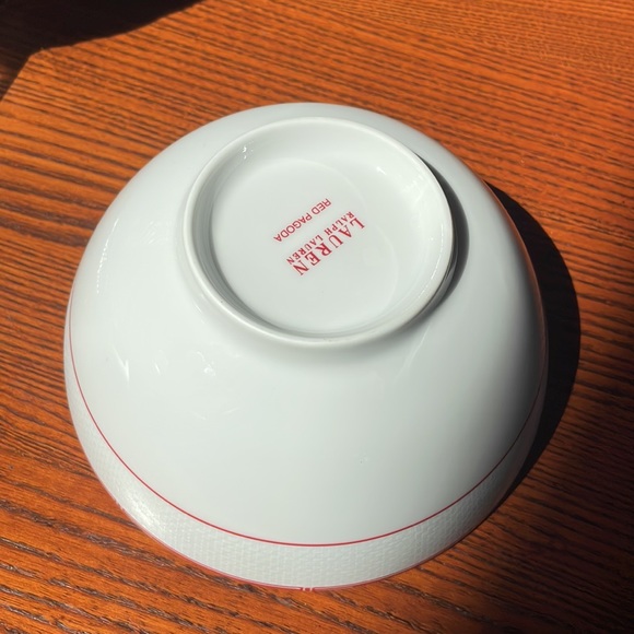 Lauren Ralph Lauren Red Pagoda 6” Coupe Cereal Bowl RARE Chinoiserie - Picture 9 of 12